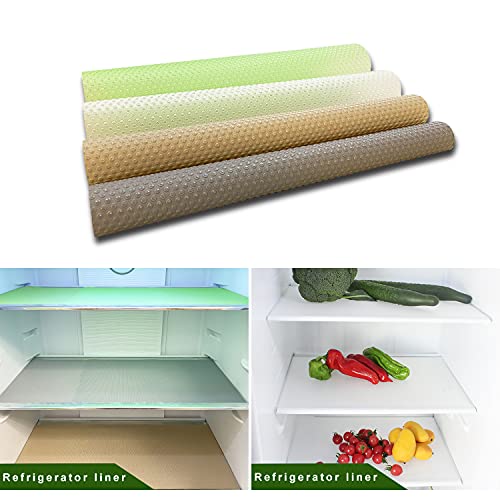 Rxemohesuoh Refrigerator Liner For Glass Shelves Table Mat,Fruit & Veggie Extender Liner For Kitchen Fridge,Non-Slip Waterproof Reusable To Protect Against Spill,11.4"X17.7",3Clear/3Green/3Begei/3Gray #TOP2