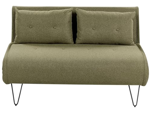 Beliani Canapé-lit Glam 2 Places avec Coussins en Tissu Polyester Vert Olive Vestfold