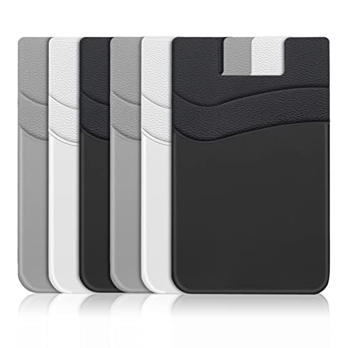 Image of SHANSHUI Phone Wallet, 6 Pack Card Holder for Back of Phone Double Silicone Credit Business Card Sleeve Pocket Compatible for iPhone and Every Smartphones