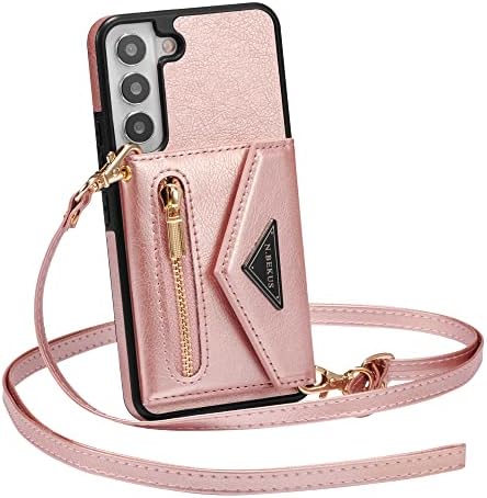 ZCDAYE Case for Samsung Galaxy S22, Samsung S22 Wallet Phone Case, Premium Leather Phone Case for Samsung S22 - Rose Gold