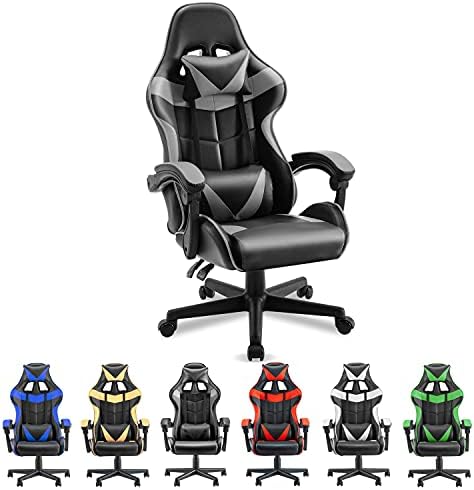 Soontrans Gaming Pc Chair,Recreation Chair,Ergonomic Gamer Chair,Racing Video Recreation Chair for Adults Teenagers with Excessive-Again,Adjustable Headrest and Lumbar Assist(Galaxy Gray)