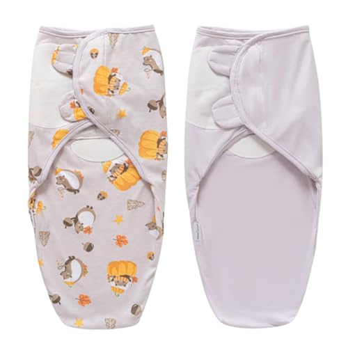 Image of Baby Swaddle Blanket, 2 Pack Newborn Swaddles 0-3-Months, Small-Medium Easy Change Infant Wrap, Infant Swaddling Sack, Adjustable Swaddle Blanket (Gray Pumpkin)