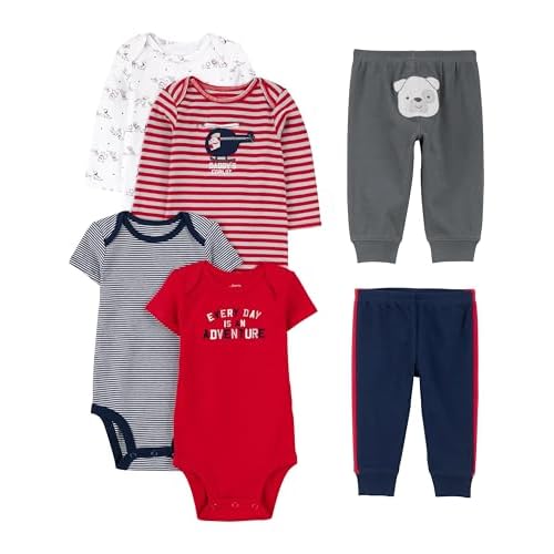 Simple Joys by Carter’s Baby Boys’ 6-Piece Bodysuits (Short and Long Sleeve) and Pants Set