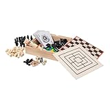 EUROtops Spielbrett-Set aus Holz – 8 Klassische Gesellschaftsspiele in Holzkiste – Schach, Dame, Backgammon, Domino, Mikado, Kartenspiel