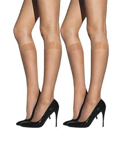 Women's Nylon Blend - Ultra Thin Transparent Knee Length Stocking Socks (Skin)- 2 Pair-image-43