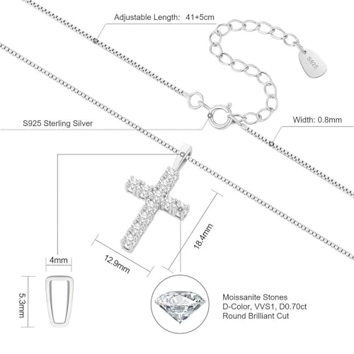 Collier croix moissanite 0,7 ct pour sublimer vos tenues