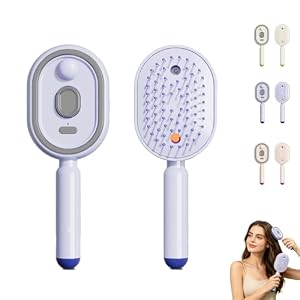 2026 Neue Elektrische Dampf-Haarglätter-Bürste, Wiederaufladbare Entwirr-Dampfbürste für Haar, Steam Hair Straightener Brush, Haarbürste mit Wassertank, reduziert Frizz, Antistatisch (Lila)