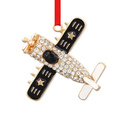 WaaHome Adornos de Navidad de avión de metal, adornos únicos para árbol de Navidad, adornos únicos de recuerdo de avión para decoración de árbol de Navidad, regalos para hombres, pilotos y niños
