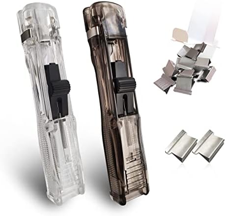 Clam Clip Dispenser, creatieve nietmachine, tangdispenser met 100 navulklemmen voor bevestiging van documenten, binding van papier, bladen, mobiele telefoons voor school, kantoor