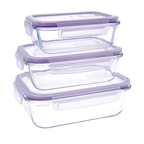 Quid Frost Set 3 Recipientes Herméticos Vidrio 37cl - 64cl - 104cl Sodo Apto Microondas Apto Congelador Reciclable