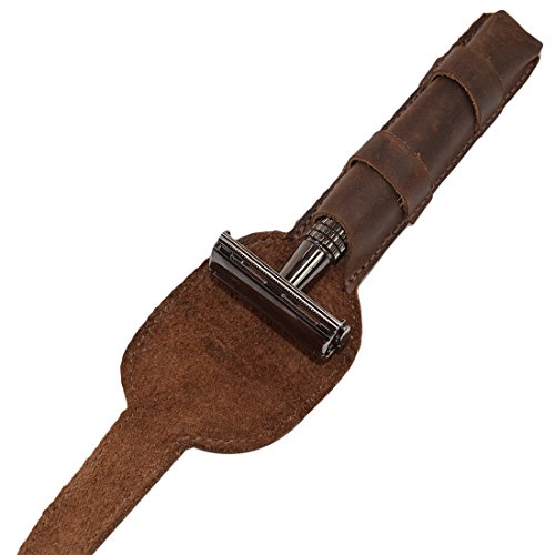 Hide & Drink, Leather Double Edge Safety Razor Protective Case, Shaving Travel Pouch, Handmade Includes 101 Year Warranty (Bourbon Brown) #TOP2