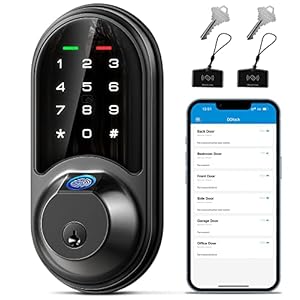 Veise RZ07 Smart Lock, Fingerprint Door Lock, 7-in-1 Keyless Entry with App Control, Electronic Touchscreen Keypad Deadbolt, Biometric Smart Locks for Front Door, Matte Black