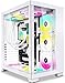 KEDIERS PC Gehäuse – ATX-Tower-Gaming-PC aus gehärtetem Glas, (mit 9 ARGB-Lüftern) weiß, C590