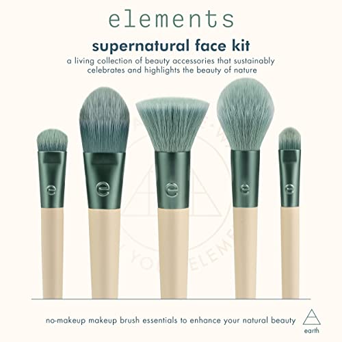 Ecotools Elements Super-Natural Face Makeup Brush Kit, For Foundation, Bronzer, Blush, & Eye Makeup, Works Best With Liquid, Cream, & Powder Products, Limited Edition, 5 Piece Set #TOP2