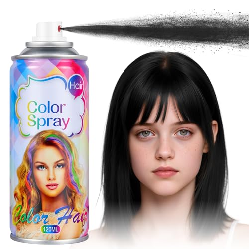 Acomler Black Hair Spray Temporary Hair Color Spray for Kids Women Men, Washable Temporary Hair Dye, One-Day Hair Color Wax for Cosplay, Party, DIY, Christmas, Halloween, Crazy Hair Day(Black, 4.06Oz)