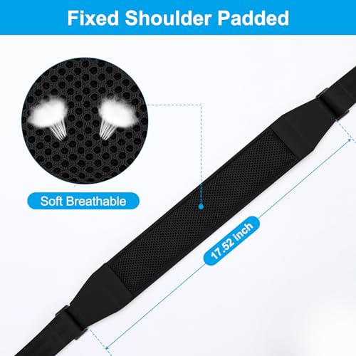 MOSISO 59 inch Shoulder Strap,Soft Adjustable Breathable Universal Replacement Non-Slip Strap with Fix Padded & Metal Swivel Hooks for Laptop Shoulder Messenger Bag/Crossbody Bag/Duffel, Black3