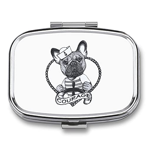 ピルケース 薬ケース サプリケース 面白い 水夫の犬 フレンチブルドッグ 犬柄 ミニ薬箱 くすりいれケース 錠剤ケース 収納ケース 2仕切り 長方形 お薬ポーチ 小物入れ 携帯薬箱 薬入れ 携帯用 旅行 薬の飲み忘れ防止 密閉 耐湿 薬ストレージ