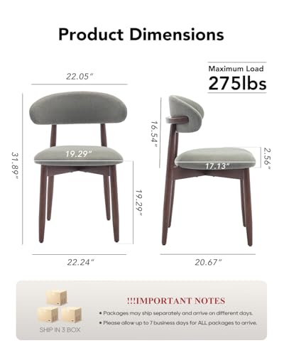Image of Dining Room Chairs Set of 6, Upholstered Farmhouse Dining Chairs, Modern Fabric Kitchen Chairs with Solid Wood Leg,Green