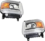 Evan-Fischer Headlight Compatible For 2015-2017 GMC Sierra 3500 HD 2500 Left Driver and Right Passenger LED With bulb(s)