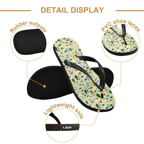 Flip Flop Sandals Eye Leaf Print for Women Men Beach Outdoor XS3