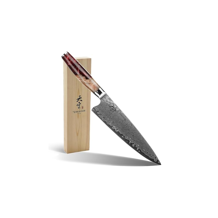 Japanese-Gyutou-Pro-Handcrafted-8-inch-Chef-Knife-Handmade-Forged-Knife-Japan-VG-10-MAX-Damascus-Steel-Kokoro-ser-with-Wood-Handle tenkumun knives