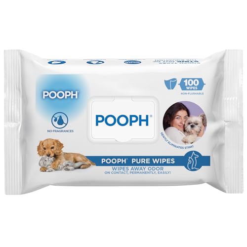POOPH® Pure Wipes™ – 100 Count Pack – Gentle, Fast Odor-Elimination – NO Fragrances, NO Harsh Chemicals – Cleans Paws, Butt, Ears, Face, Fur – Perfect for Cars, Crates, Surfaces