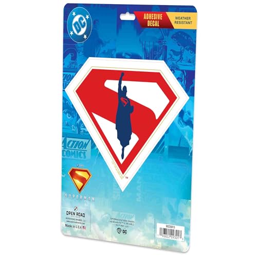Image of DC Comics Superman Shield Adhesive Vinyl Decal - Bold Superman Logo Sticker for Vehicle Windows or Bumpers