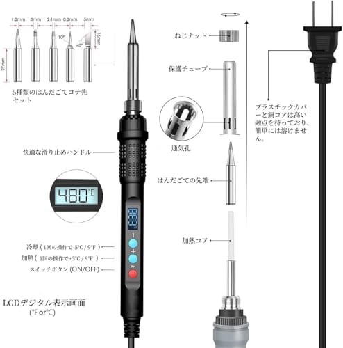 次世代製作所 デジタル表示 はんだごてセット 90W の商品画像 2