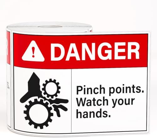 200 Pcs Pinch Point Danger Labels 5" × 3.5" OSHA Warning Stickers image 4