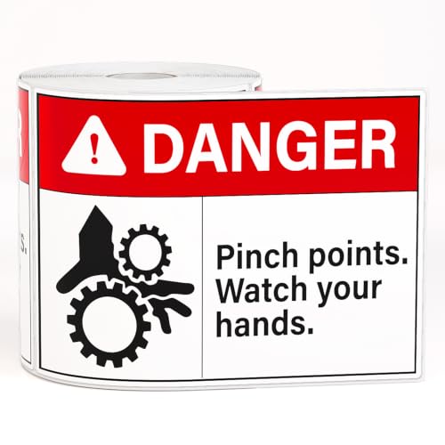 Anobell 200 Pcs Pinch Point Danger Labels 5" × 3.5" OSHA Warning Stickers