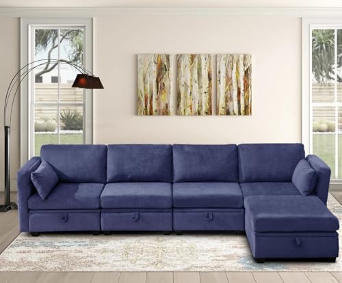 asunflower 107" Modular Sectional Storage Couch with Ottoman 4 Seater