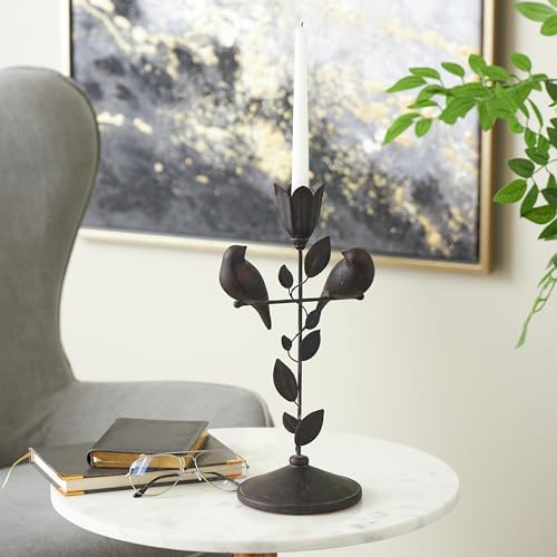 Escultura decorativa de pájaro polystone negra 7x6x14 in miniatura 2