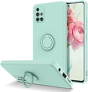 YINLAI Samsung Galaxy A51 Case Slim Gel Silicone with 360 Ring Holder Kickstand Magnetic Car Mount TPU Rubber Protection Shockproof Cover Case for Samsung Galaxy A51, Light Cyan
