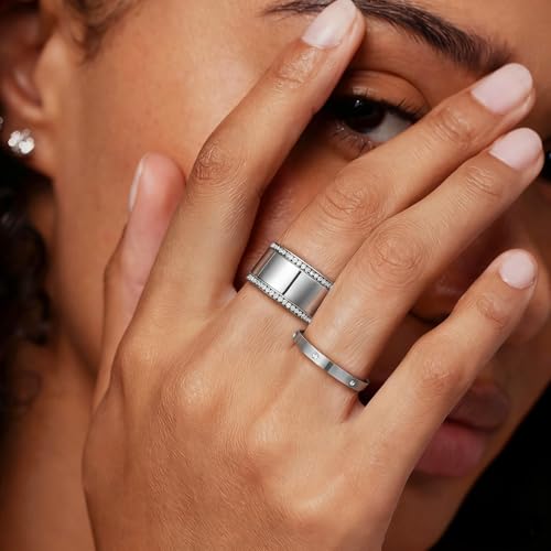 Emibele 3PCS Silver Stackable Rings for Oura Ring 5/Gen 4/Gen 3, Size 10