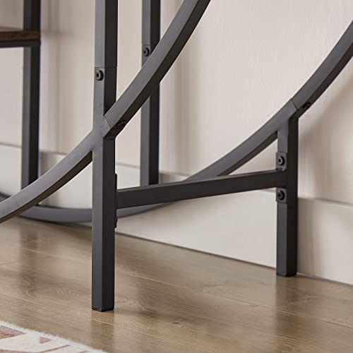 Pkugu Round 5-Tier Bookcase, Tall Bookshelf Organizer, Open Bookshelf With Storage, Mid Century Modern Book Shelf, Living Room, Study Room, Bedroom, Metal Frame, Mdf Board, Black + Rustic Brown #TOP7