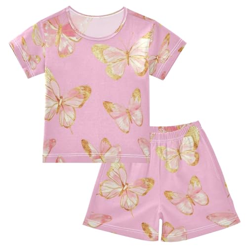 senya Short Sleeve Pajamas Sets Summer Cotton Sleepwear Butterfly Watercolor Pattern