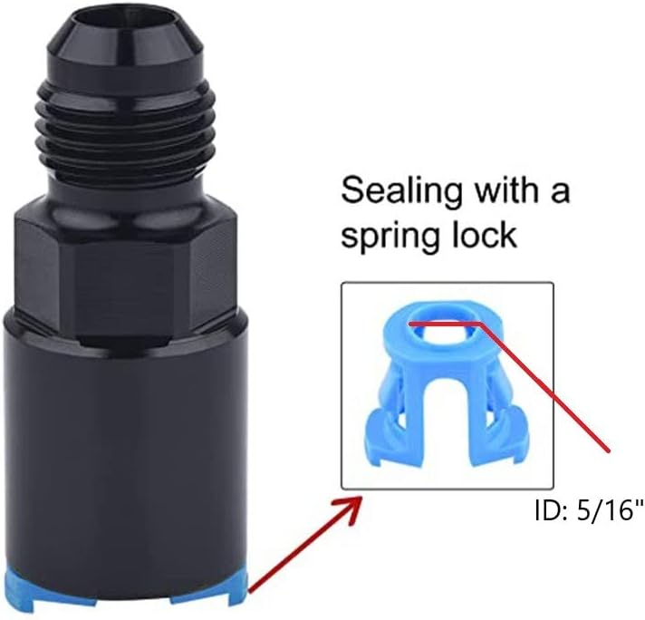 Miniatura 2 de YSIL 6AN macho a 516 "ID hembra de desconexión rápida de manguera recta de aluminio Push on EFI adaptador negro con bloqueo de resorte, 2 unidades