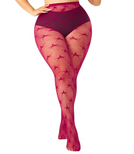 ANNTXL Gothic Pantyhose Star Pattern Tights High Waist Velvet Leggings Lace Fishnet Stockings Retro Blue