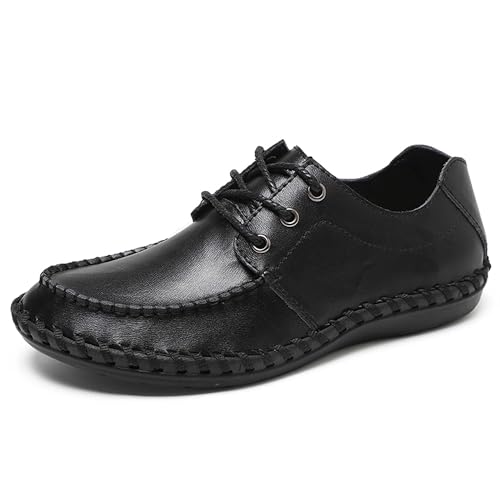 Men's Casual Loafers Fashion Leather Business Office Formal Driving Walking Shoes Comfortable Non-Slip Lace Up Casual Sneakers