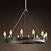 Produktbild Raelf 12-Leuchten Kronleuchter American Country Eisen Kronleuchter Zubehör Wagon Wheel Bemalte Oberflächen Metall Persönlichkeit Kerze Wohnzimmer Bar Wohnzimmer-Dekoration Candle Light Kronleuchter E1