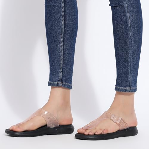 Image of TRASE Flat Slippers for Woman | Comfortable & Lightweight Adjustable Thong Strap Flip Flops | Durable Cushioned Footwear for Home, Casual, Beach & Outdoor Use