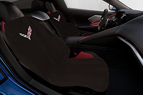 Seat ArmourSeat Protector Towel for Corvette C8 - Soft Machine Washable Car Seat Cover Towel - Easy to Install, Multipurpose Car Seat Towel - Black