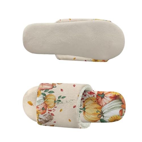 Fall Theme House Slippers for Women Cotton Spa Slippers Cozy Non Slip Indoor Open Toe Shoes Resuable Washable for Travel Hotel Airplan4