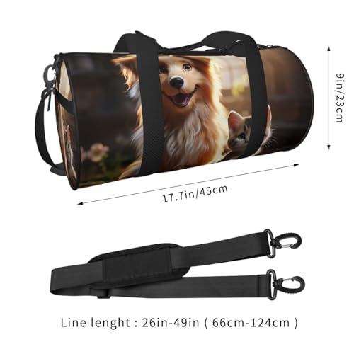 Travel Duffle Bag Weekender Bags for Men Women with Shoe Compartment Large Capacity Weekender Overnight Bag Dogs and Cats Carry On Tote Bags Sport Gym Bag for Travel Yoga, Black, One Size2