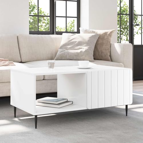 Table basse blanche avec rangement pour ranger vos télécommandes - 3