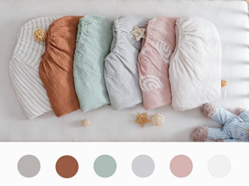 Meracorallo Muslin Fitted Crib Sheets, 2 Pack Soft Breathable Cotton Baby Crib Sheet, Boho Neutral Crib Sheet For Standard Crib And Toddler Mattress 28"X52" (Rainbow & Natural) #TOP5
