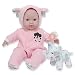 JC Toys 15" Berenguer Boutique Pink Soft Body Baby Doll Open/Close Eyes with Play Elephant Accessory- Perfect for Children 2+
