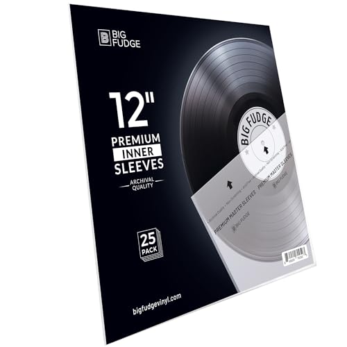 Big Fudge 12" Vinyl Record Sleeves - Premium Inner Sleeves 25 Pack - Anti Static Rice Paper Acid Free Vinyl Covers - Accessories Protect LP Albums from Dust, Dirt & Scratches