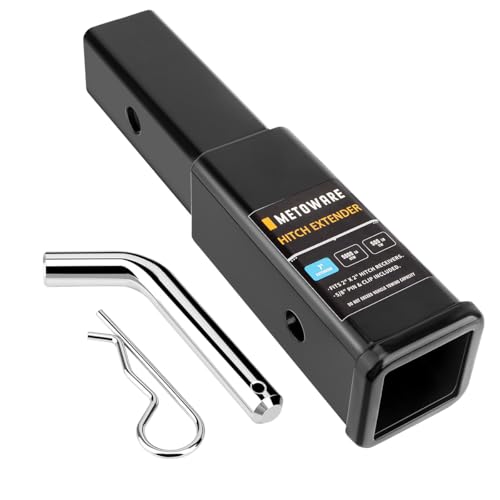 METOWARE Trailer Hitch Receiver, 7 Inch Length Hitch Extender Fits 2 Inch Receiver Tube, 5000 LBS GTW, 5/8” Pin & Clip Included