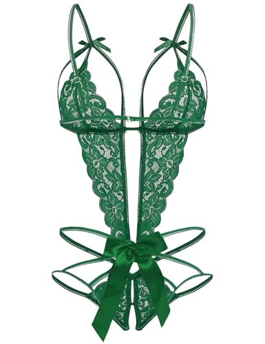 Image of Donnalla Women's Deep V Lace Teddy One Piece Lingerie Cutout Strappy Lingerie